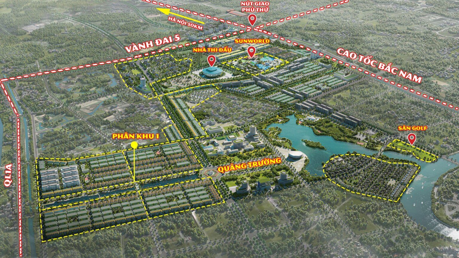 vị trí dự án sun urban city lam hạ hà nam