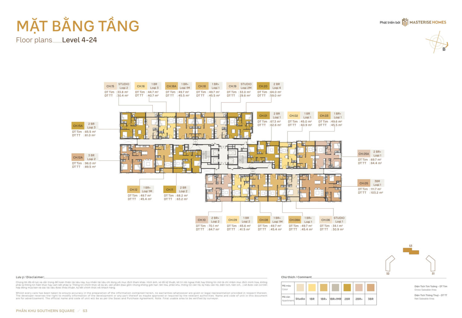 mặt bằng tòa s3 phân khu southern square dự án masteri trinity square ocean park 2