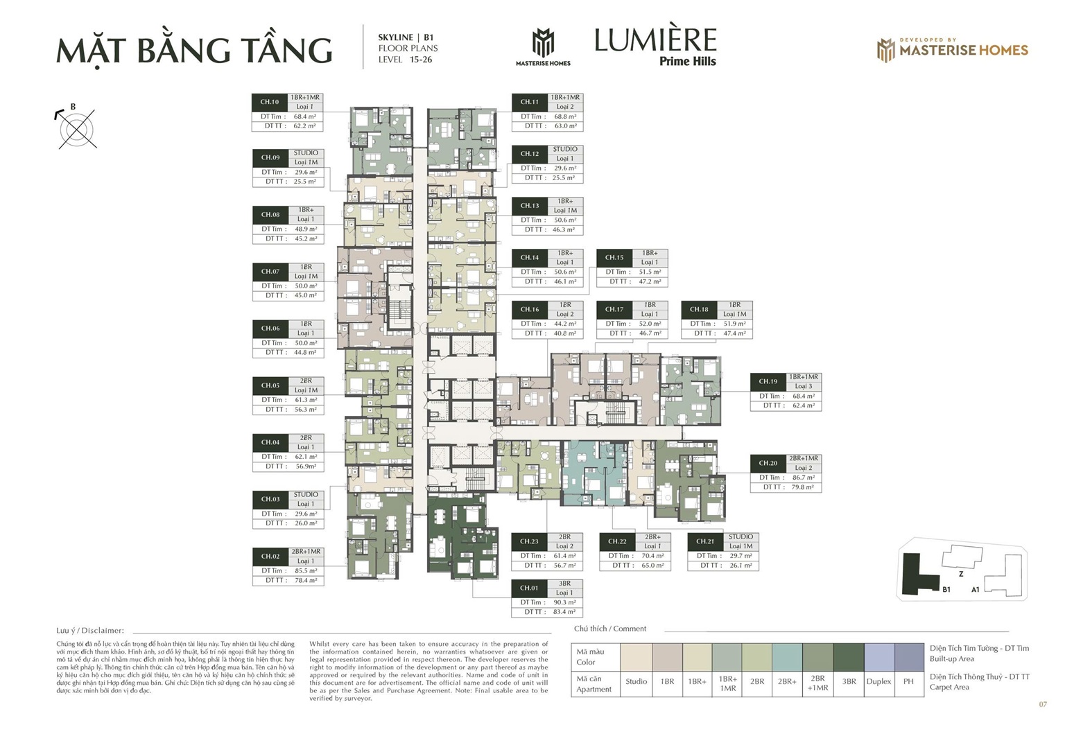 mặt bằng dự án lumiere prime hills cổ loa