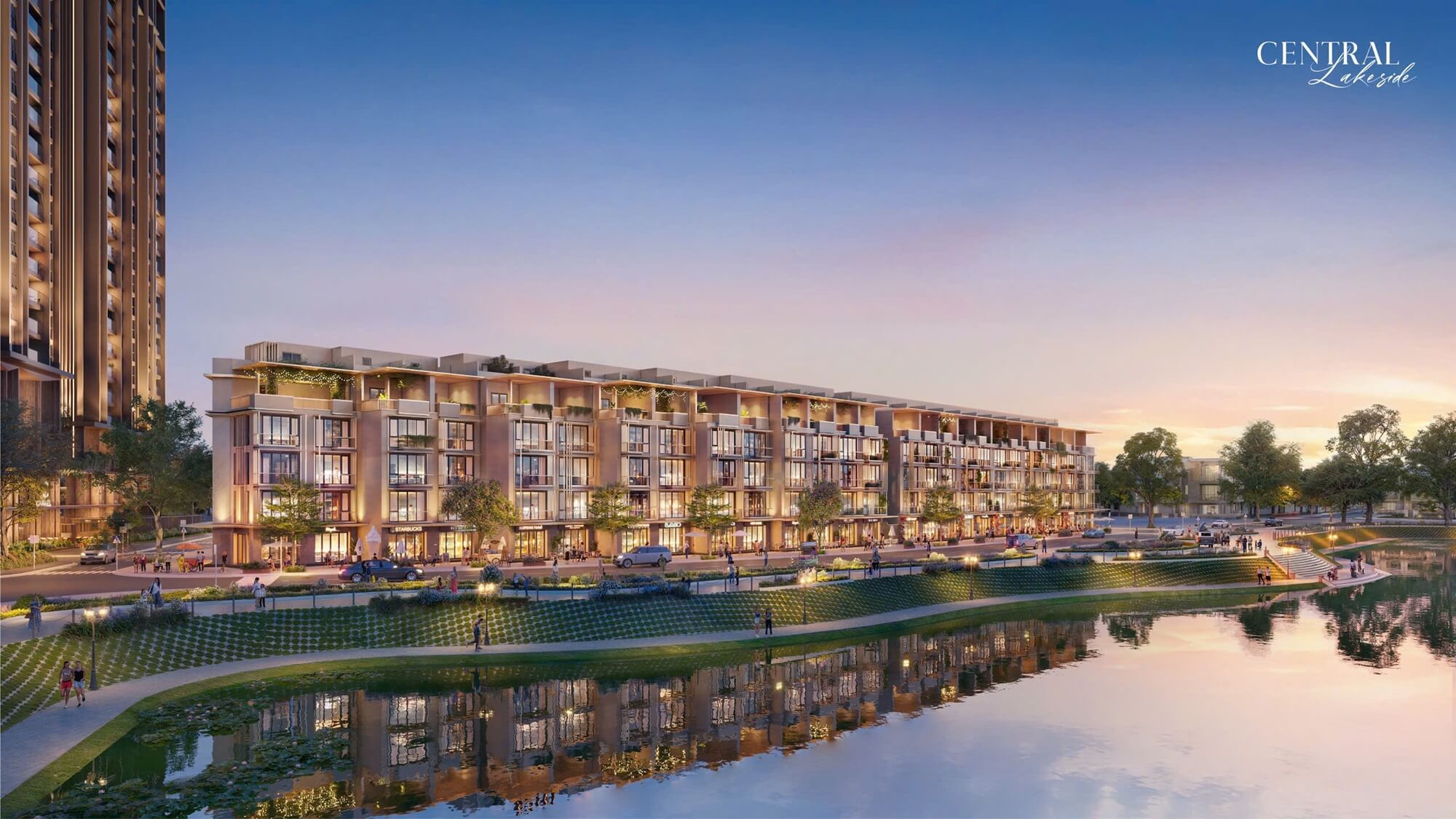 Central Lakeside Trung Văn – Mở Bán 112 Căn Nhà Phố Shophouse Cạnh Hồ Central Lakeside Trung Văn ngự trị tại vị trí đắt giá ngay ngã tư Tố Hữu - Trung Văn, lõi trung tâm phía Tây Hà Nội. Các căn shophouse mặt đường Trung Văn sở hữu lợi thế giao thương đắc địa, tiếp giáp trực tiếp các trục đường huyết mạch. Lợi thế trung tâm 3 mặt hồ: Dự án tiếp giáp hồ điều hòa Mễ Trì (17,2ha, mặt nước 12ha tương đương Hồ Gươm) và hồ Trung Văn (2,7ha), mang đến tầm nhìn panorama thoáng đãng và không khí trong lành cho toàn bộ khu shophouse. Tiếp giáp 4 mặt đường: Đường Tố Hữu rộng 42m Đường Trung Văn rộng 17,5m Đường ven hồ Trung Văn rộng 21m Tuyến đường 12m hiện hữu Tuyến Metro số 10 được quy hoạch sẽ nâng tầm kết nối, giúp cư dân và khách hàng kinh doanh dễ dàng tiếp cận trung tâm Hà Nội, các khu vực lân cận và hệ thống tiện ích ngoại khu hoàn chỉnh (Aeon Mall Hà Đông, trường quốc tế, bệnh viện…). Vị trí mặt đường Trung Văn của shophouse Central Lakeside đảm bảo lưu lượng giao thông cao, lý tưởng cho mọi hình thức kinh doanh. TIỆN ÍCH DỰ ÁN CENTRAL LAKESIDE TRUNG VĂN Cư dân sở hữu shophouse tại Central Lakeside Trung Văn được hưởng trọn hệ tiện ích All-in-One đẳng cấp ngay trong nội khu và khối đế thương mại. Đây là lợi thế lớn giúp nâng cao giá trị sử dụng và cho thuê của sản phẩm thấp tầng. Tiện ích nổi bật: Bể bơi 4 mùa Gym - Yoga Kid Club và khu vui chơi trẻ em Cafe, nhà hàng, khu thương mại Thư viện, VIP Lounge Quảng trường nghệ thuật, vườn trên mái, khu BBQ Đường dạo bộ ven hồ, không gian xanh rộng lớn Hệ thống an ninh 3 lớp, cảnh quan xanh mát và tiện ích khối đế giúp khu shophouse trở thành cộng đồng văn minh, sôi động. Chủ nhân vừa kinh doanh thuận tiện vừa tận hưởng cuộc sống thượng lưu bên hồ điều hòa.