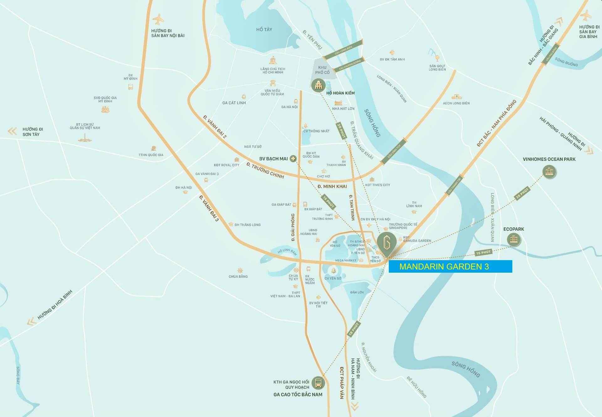 vị trí dự án mandarin garden 3 yên sở