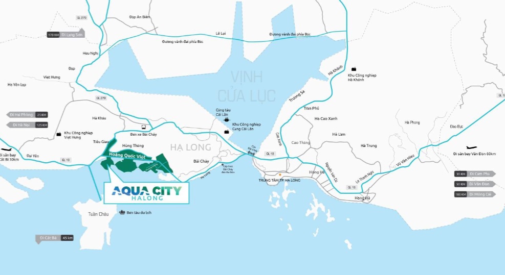 vị trí dự án aqua city hạ long